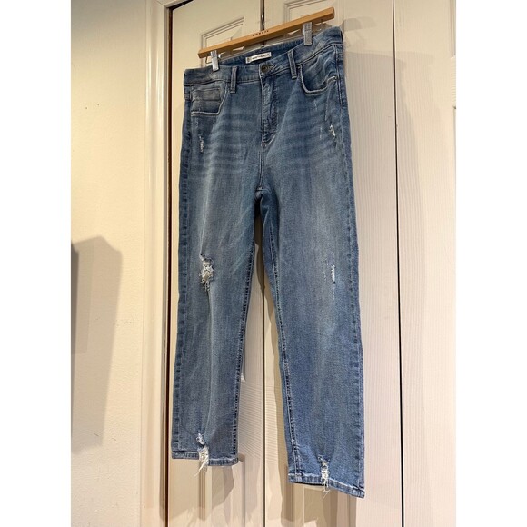 Whetherly Everette High Rise Cropped Vintage Wash Distressed Mom Jeans 32 14 - Picture 5 of 12